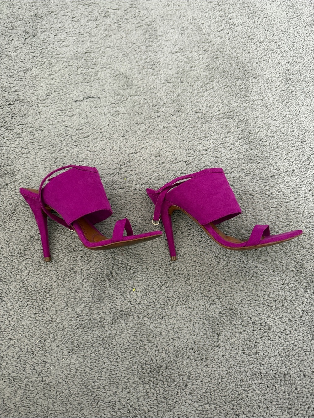 Zara Bright Fuchsia Suede Block Heel Sandals - Picture 4 of 5